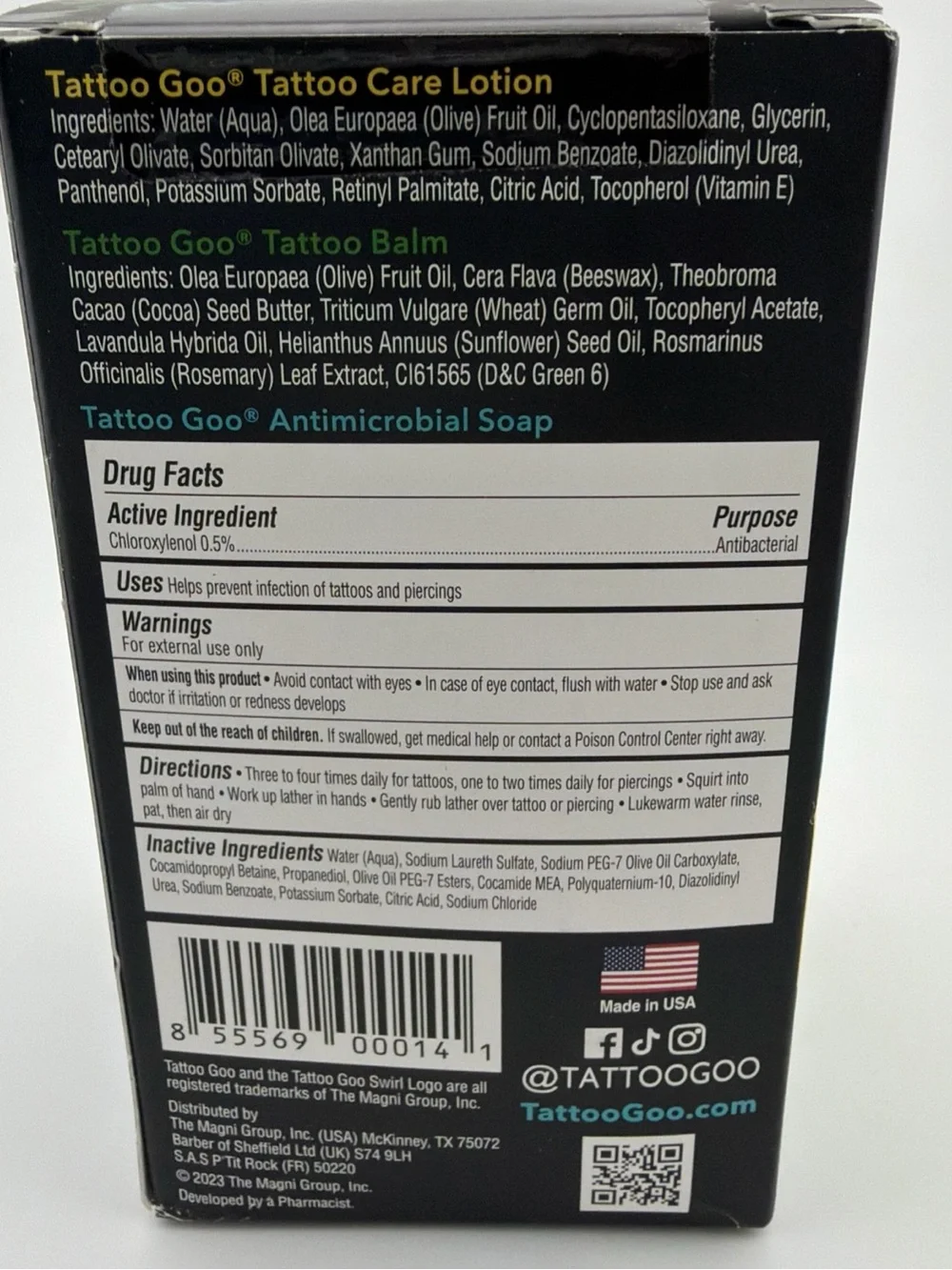 3 Tattoo Goo Care Kits Antimicrobial Cleansing Soap Lotion Salve In Each Box